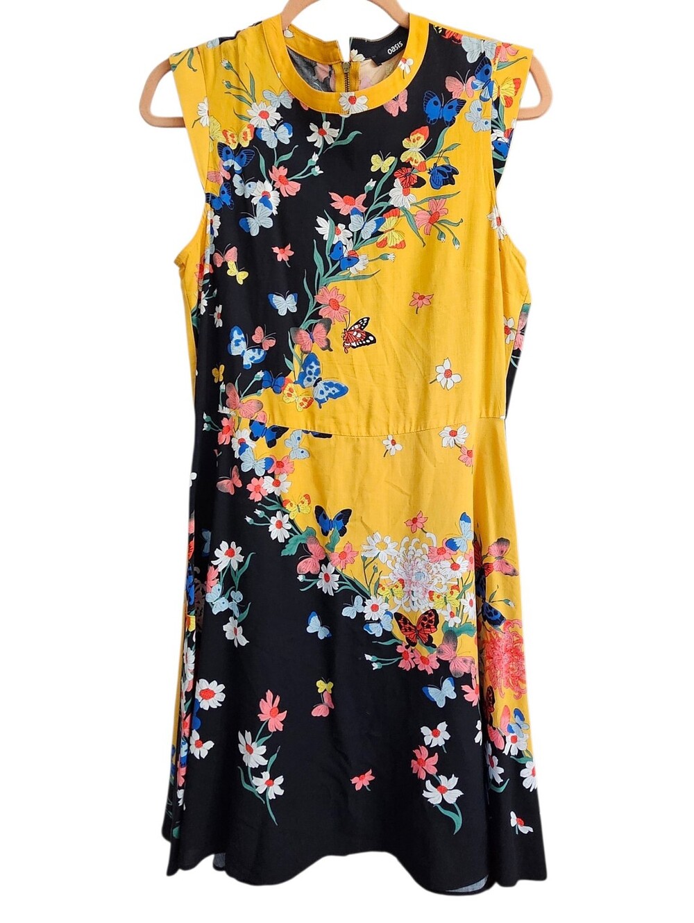 Oasis Vibrant Colorful Spring Summer Cottagecore Butterfly Fit & Flare Dress 10